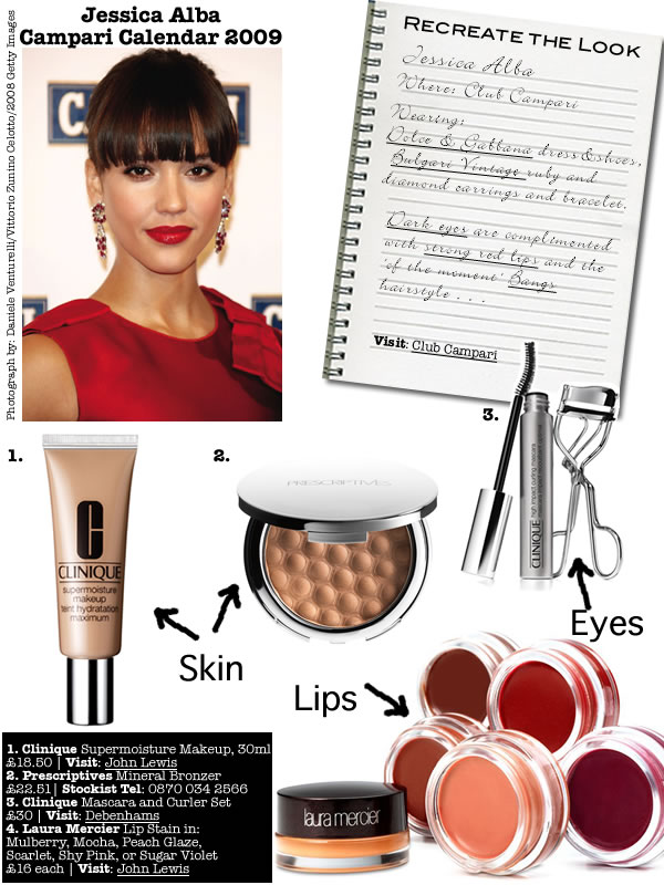 <Actress and model Jessica Alba at the launch of Campari 2009 Calendar sporting a new beauty look. Recreate her style with Clinique, Prescriptives and Laura Mercier from John Lewis and all good department stores>